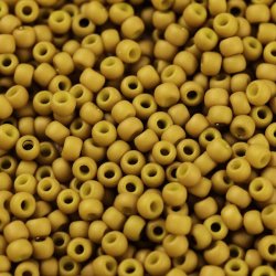 Toho Seed Beads, gelb senffarben, matt, #11, 2x1,5 mm, 10gr., 1100 stk