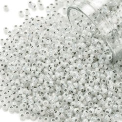 TOHO Rocailles, 2100, milchwei� mit Silbereinzug, 11/0, 10 g