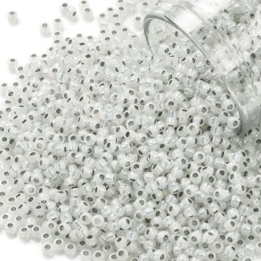 TOHO seed beads, 2100, silver-lined milky white, 11/0, 10 g