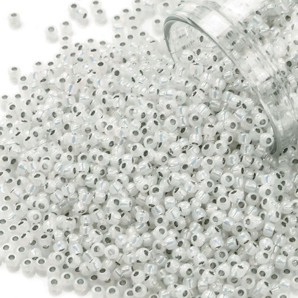 TOHO Rocailles, 2100, milchwei� mit Silbereinzug, 11/0, 10 g