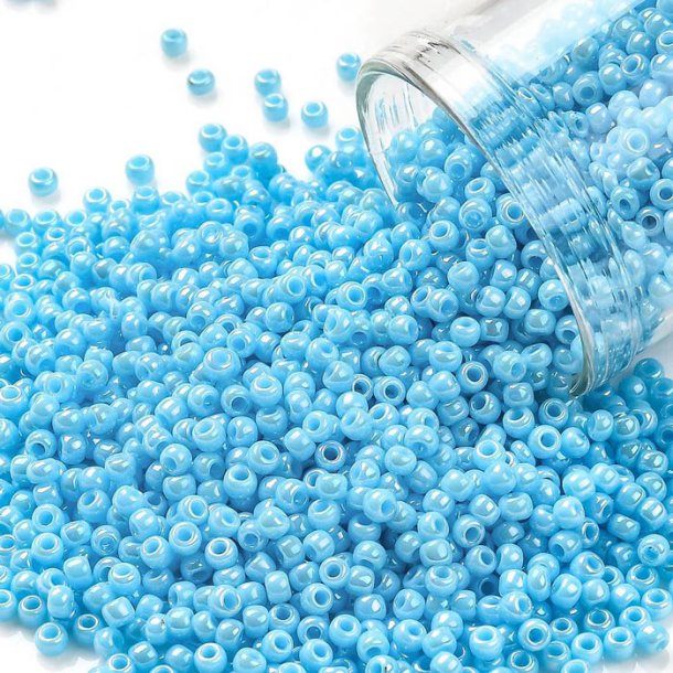 Toho Seed beads, turquoise blue, opaque, luster, #11, 2x1.5mm, 10gr., 1100 pcs
