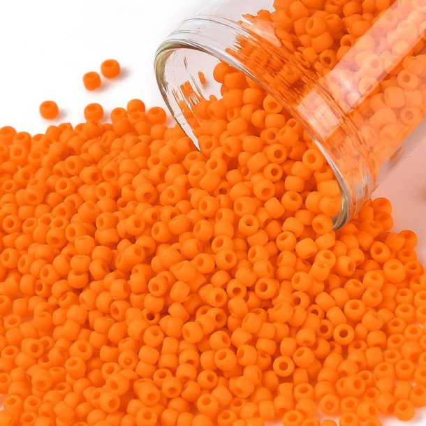 Toho Seed beads, orange, opaque, frosted, #11, 2x1.5mm, 10gr., 1100 pcs