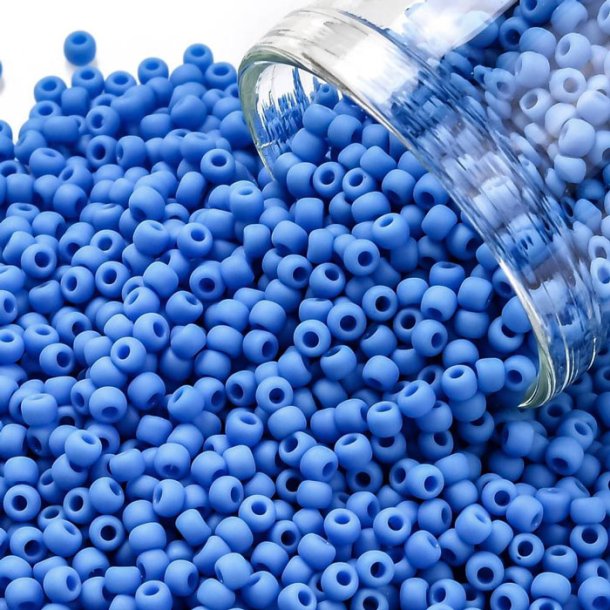 Toho Seed beads, cornflower blue, opaque, frosted, #11, 2x1.5mm, 10gr., 1100 pcs