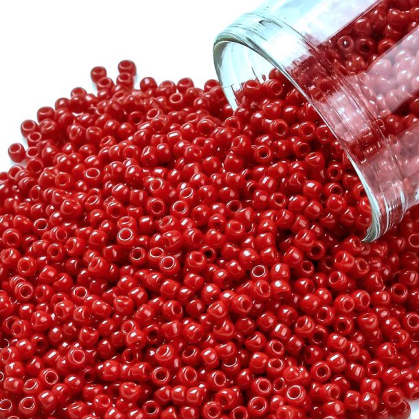 Toho Seed Beads, rot, undurchsichtig, #11, 2x1,5 mm, 10gr., 1100 stk