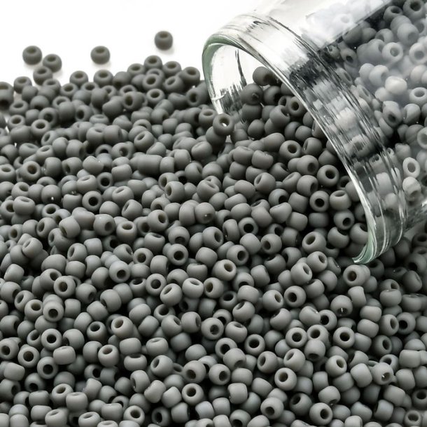 Toho Seed beads, dark grey, opaque, frosted, #11, 2x1.5mm, 10gr., 1100 pcs