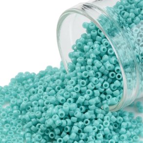 Toho Seed beads, turquoise, opaque, #11, 2x1.5mm, 10gr., 1100 pcs