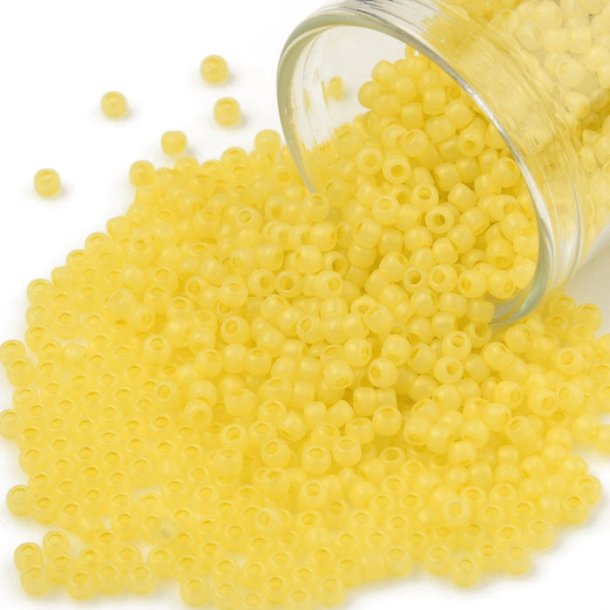 Toho Seed Beads, kanariengelb,, halbtransparent, matt, #11, 2x1,5 mm, 10gr., 1100 stk