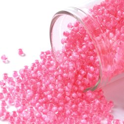 Toho Seed Beads, kristall-rosa, halbtransparent, #11, 2x1,5 mm, 10gr., 1100 stk