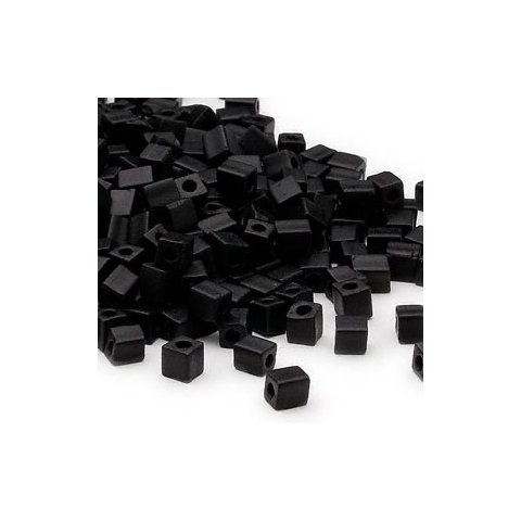 Miyuki, glas seedbead mat/frosted sort, firkant, 3,5mm