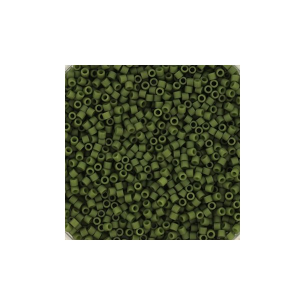 Delica, size #15, matte olive green, opaque, 1.1x1.3mm, 5.2 g, 1800 pieces