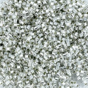 Delica, Gre #15, klar mit versilberter Innenseite, 1,1x1,3mm, 5,2 g, 1800 Stck