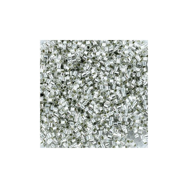 Delica, Gre #15, klar mit versilberter Innenseite, 1,1x1,3mm, 5,2 g, 1800 Stck