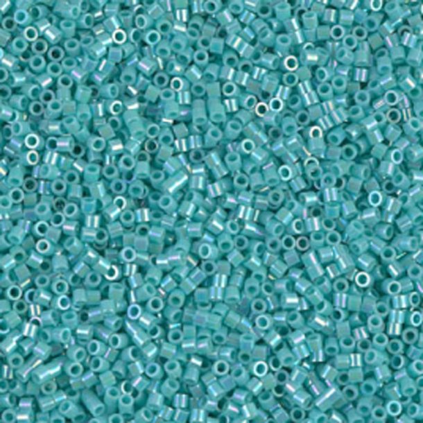 Delica, size #15, turquoise green, rainbow, opaque, 1.1x1.3mm, 5.2g, 1800pcs
