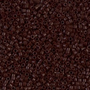 Delica, size #15, dark chocolate brown, opaque, 1.1x1.3mm, 5.2 grams, 1800 pcs