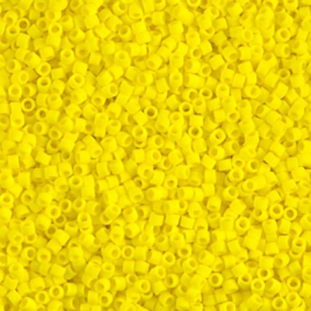 Delica, size #15, matte, bright yellow, opaque, 1.1x1.3mm, 5.2g, ca. 1800pcs