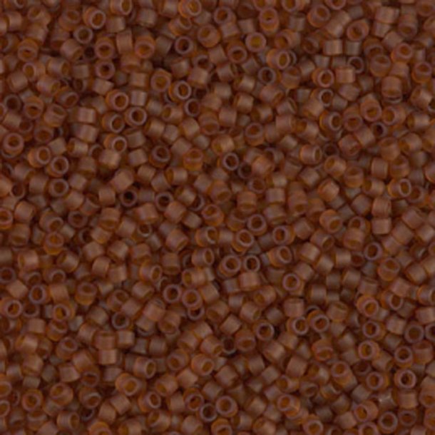 Delica, size #15, amber color, matte transparent, 1.1x1.3mm, 5.2g, 1800pcs