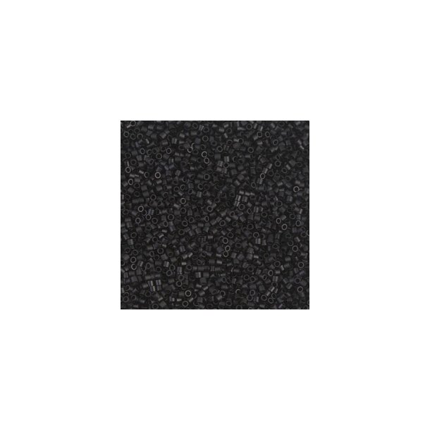Delica, size #15, matte black, opaque, 1.1x1.7mm, 5.2g, ca. 1800pcs