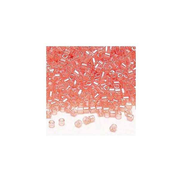 Delica, size #11, transparent, luster, pink, 2.7x2.9mm, 7.5g