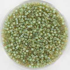 Delica, Größe #11, spargelgrün, Glasperle, Goldrand, 1,1x1,7mm, 5,2g