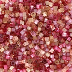 Delica, Gre #11, rosa Mischung, warm velvet, Seideneffekt 1,1x1,7mm, 5,2 Gramm.