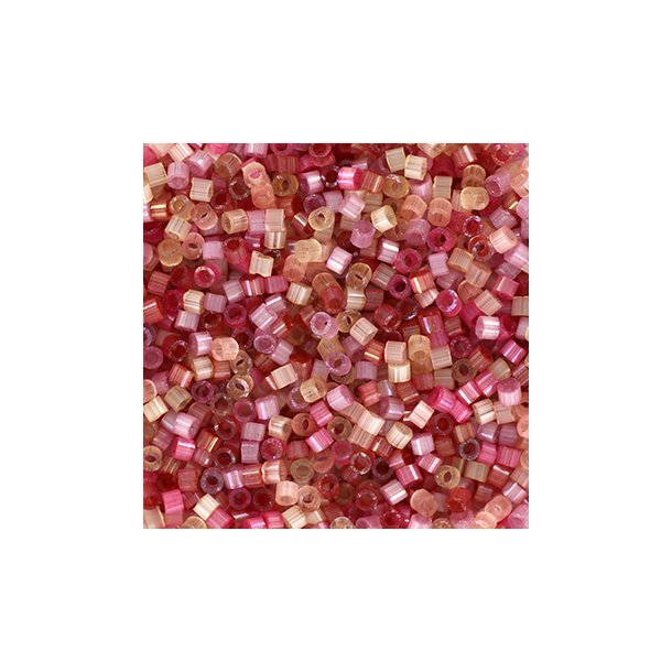 Delica, size #11, pink mix, silk effect warm velvet, 1,1x1,7mm, 5,2 grams.