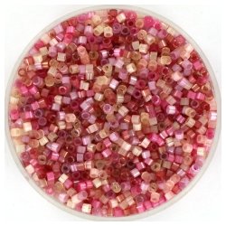Delica, Gre #11, rosa Mischung, warm velvet, Seideneffekt 1,1x1,7mm, 5,2 Gramm.