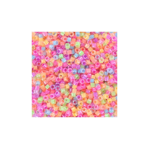 Delica seed beads, Mix124, neon party mix, 8-color mix, size #11, 5.2 grams