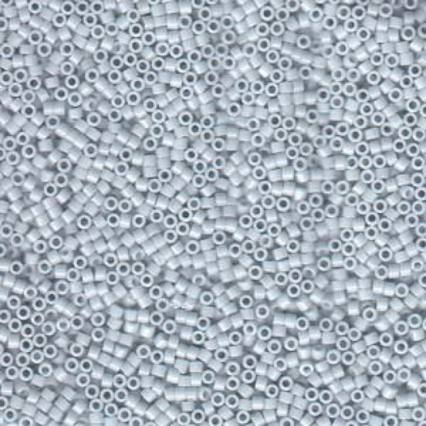 Delica, size #11, opaque luster, light grey, glass bead, 1.1x1.7mm, 5.2 grams