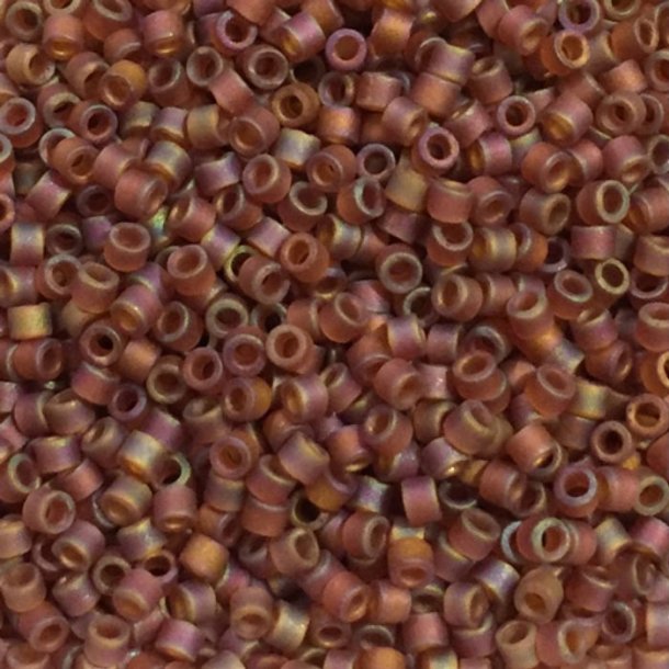 Delica, size #11, matte, brown, dark topaz, transparent, 1.1x1.7mm, 5.2gr