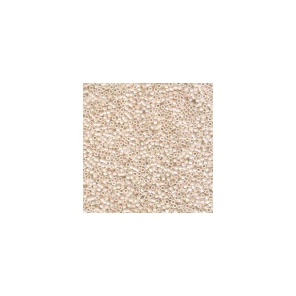 Delica, size #11, glossy white with slight pink undertone, 1,1x1,7mm, 5,2 grams
