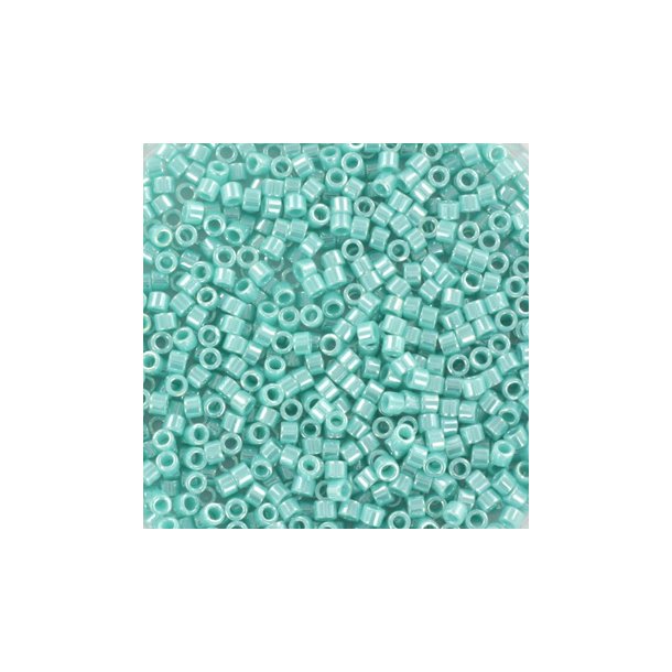 Delica, size #11, glass, sea opal t&uuml;rkis, luster, 1.1x1.7mm, 5.2 grams.