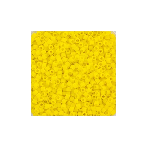 Delica, strrelse #11, kanarie-gul glasperle, mat opak, 1,1x1,7mm, 5,2 g