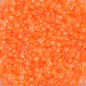 Delica, Größe#11, helles neon-orange, glänzend, 1,1x1,7 mm, 5,2gr