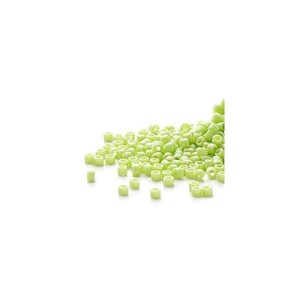 Delica, size #11, matte mint green, opaque, 1.1x1.7mm, 5.2 grams.