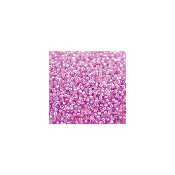 Delica, size #11, pink with bluish edge, 1,1x1,7mm, 5,2 grams.