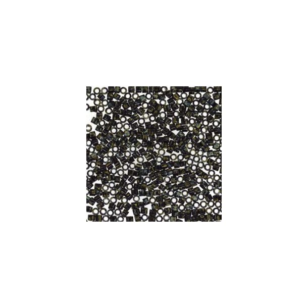 Delica, #11, glass bead, Black-Beige speckled, picasso, 1,1x1,7mm, 5,2gr