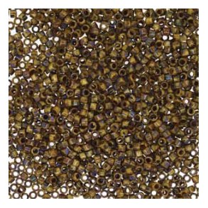 Delica, #11, glass bead, Beige-Brown speckled, picasso, 1,1x1,7mm, 5,2gr