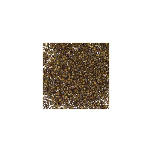 Delica, #11, glass bead, Beige-Brown speckled, picasso, 1,1x1,7mm, 5,2gr