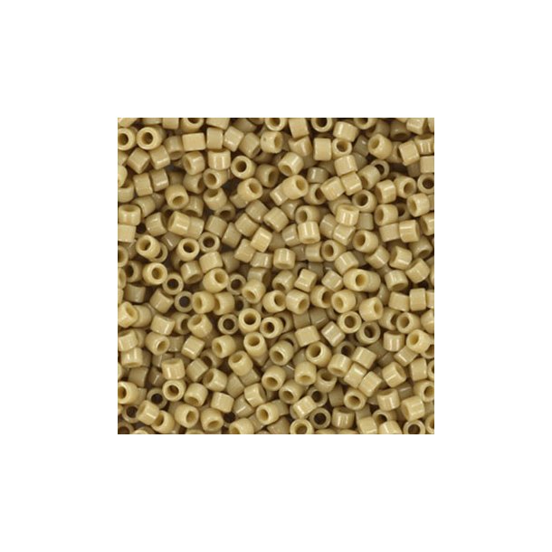 Delica, size #11, light tan glass bead, shiny, opaque, 1,1x1,7mm, 5,2 grams