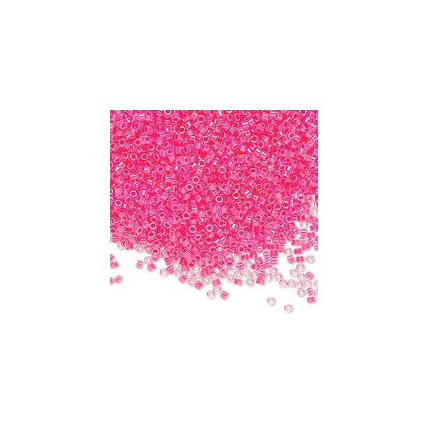 Delica, strrelse #11, neon pink, 1,1x1,7mm, 7,5 gram