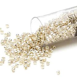 Delica, #11, Glasperlen, Duracoat, silber, 1,1x1,7 mm, 5,2g