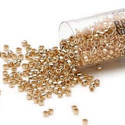 Delica, #11, Glasperlen, Duracoat, mittel-goldfarben, 1,1x1,7 mm, 5,2g