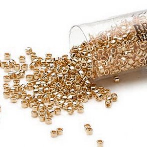 Delica, #11, Glasperlen, Duracoat, mittel-goldfarben, 1,1x1,7 mm, 5,2g