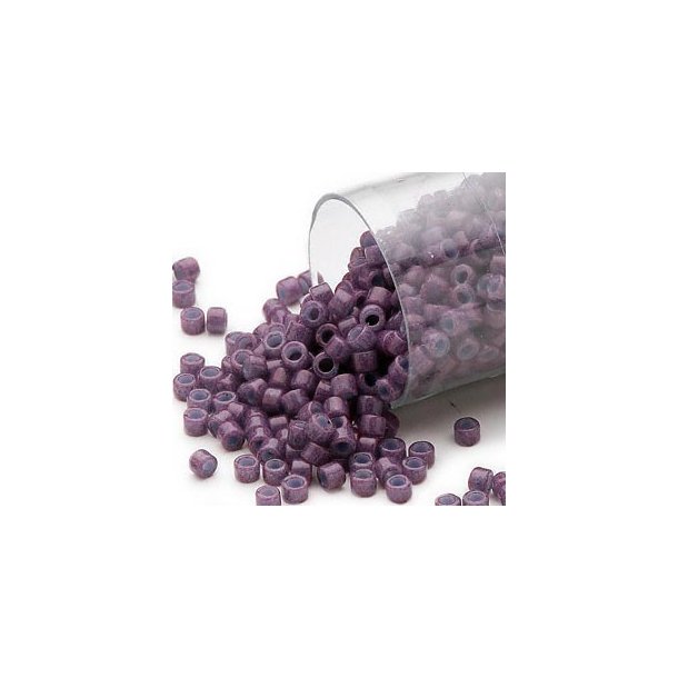 Delica, #11, plum coloured glass bead, opaque 1.1x1.7mm, 5.2g.