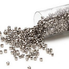 Delica, size #11, grey-metallic glass bead, hematite, 5.2 grams