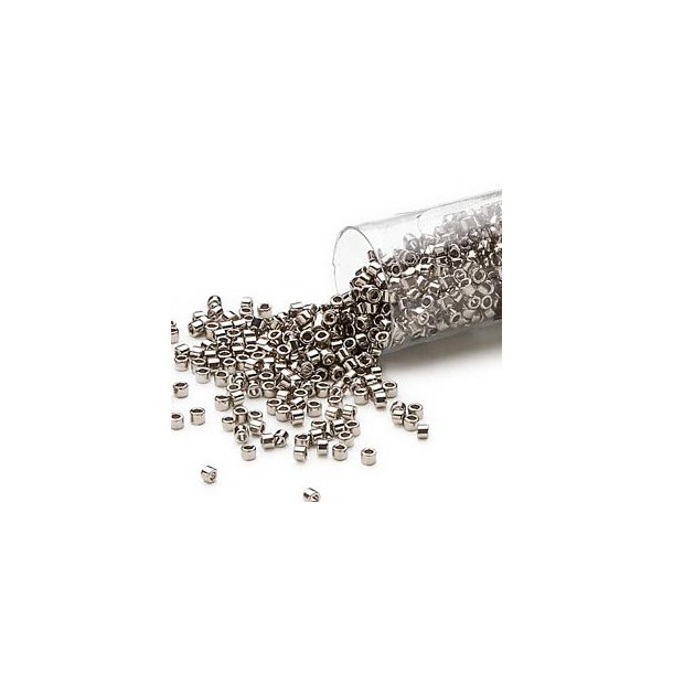 Delica, size #11, grey-metallic glass bead, hematite, 5.2 grams