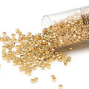 Delica, Gre #11, vergoldete Glasperlen (24 Karat), opak, 1,1x1,7 mm, 3,3 g