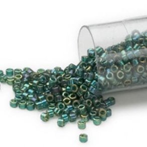 Delica, Größe #11, Glasperlen, smaragdgrün, changierend, 1,1x1,7 mm, 5,2 g