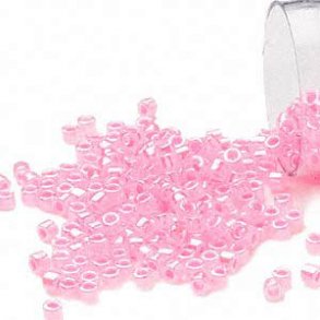 Delica, size #11, bubblegum pink, ceylon color-lined, 5.2g ca. 1000 beads