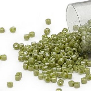 Delica, size #11, light army green, glass bead, opaque, 1.1x1.7mm, 5.2g.